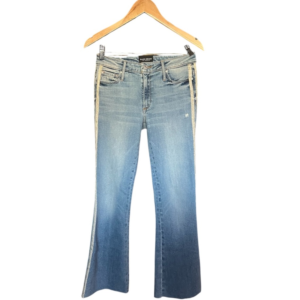 Black Orchid Denim Chrissy Kick Flare with Racer Stripes - Santa Monica’s - Picture 9 of 9